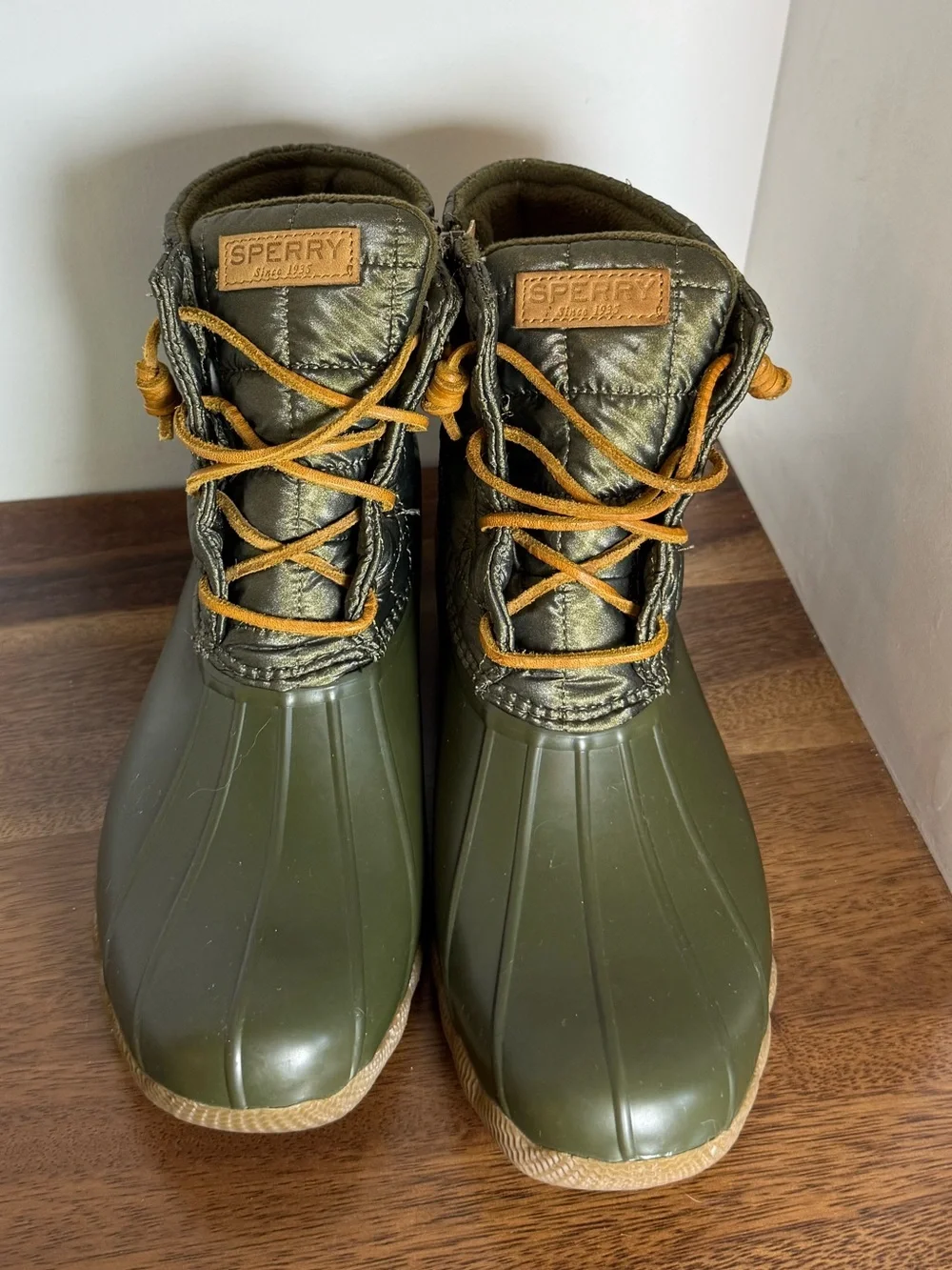 Sperry Saltwater Duck Boots Olive Green Waterproof Women’s Size 11